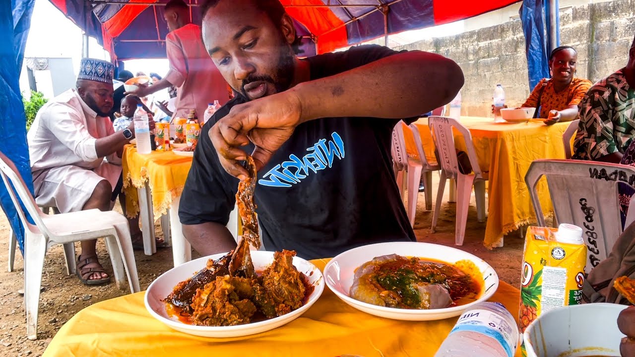 Best Muslim Naming Ceremony I attended this year - Eating Ibadan Local food with Lots of meat