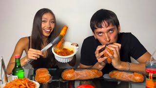 Spicy Korean Buldak Burrito Mukbang