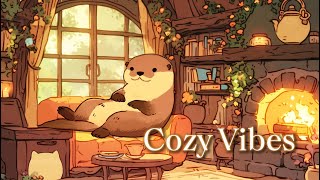 Relax by the Fireplace☀️Cozy Lofi  for Study &Chill #lofihiphop #chillmusic #coffeemusic #studymusic