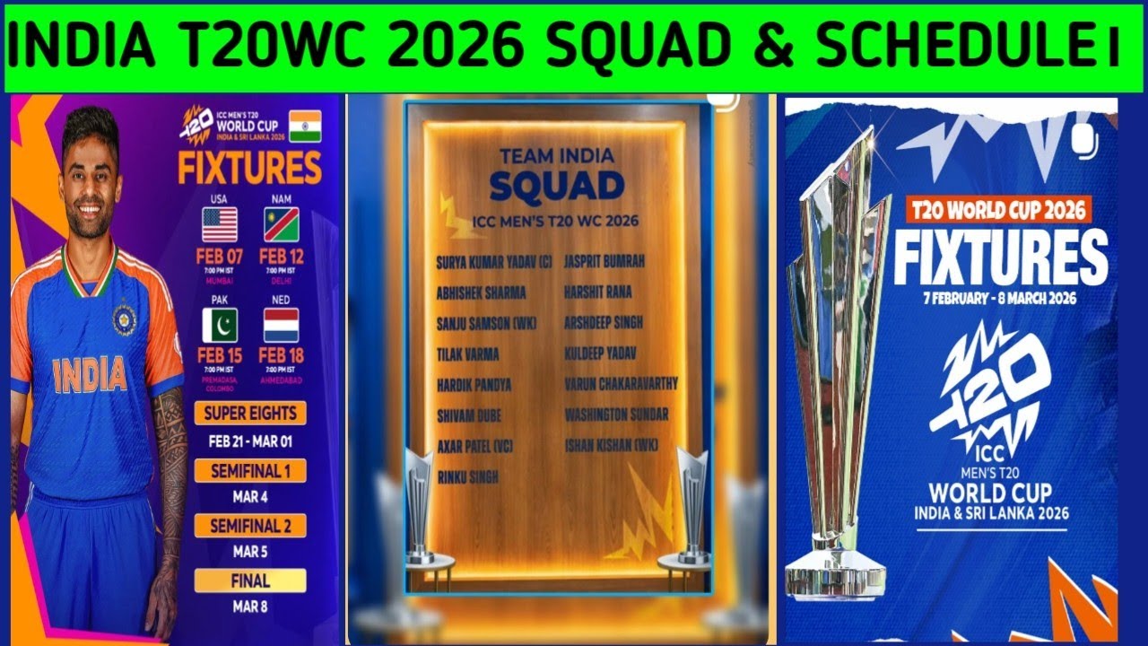 India T20WC 2026 Squad & SCHEDULE। subhman gill Drop। Ishan kishan Selected। T20 World Cup 2026 । 