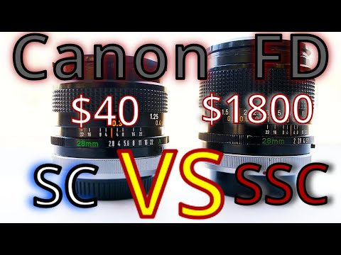 Canon FD Comparison - 28mm f2.8 S.C. VS 28mm f2 S.S.C. - YouTube