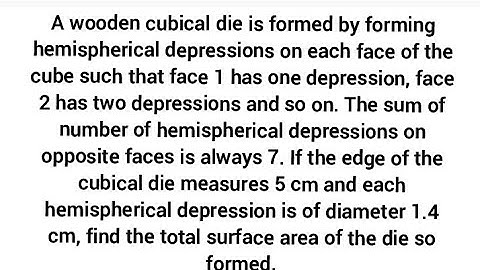 cube with 1, 2,,...6 hemispherical depressions respectively on each face, find TSA