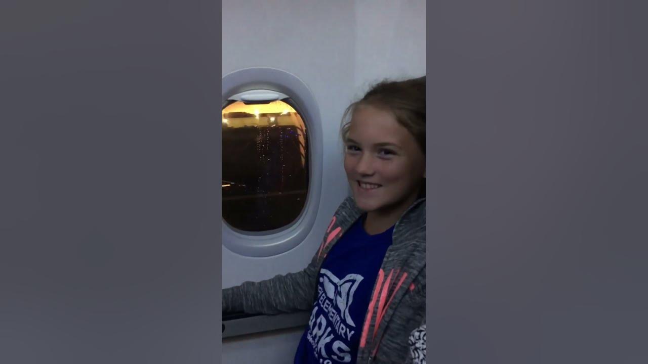 10yr old reaction flying for the first time during takeoff! Priceless!! #shorts