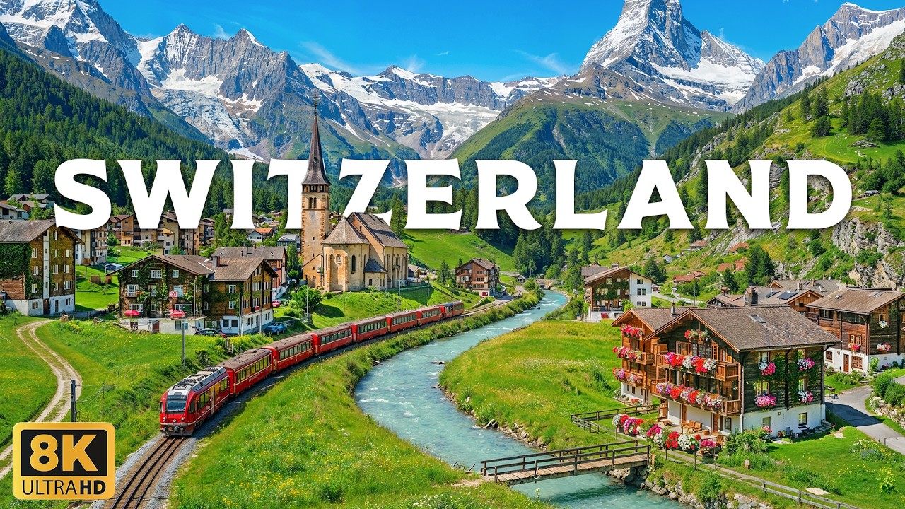 Швейцария 8K | Величественные Альпы, бирюзовые озера и сказочные альпийские деревни