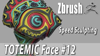 zbrush speed sculpt - Totemic Face #12, rendering with cinema 4d. screenshot 5