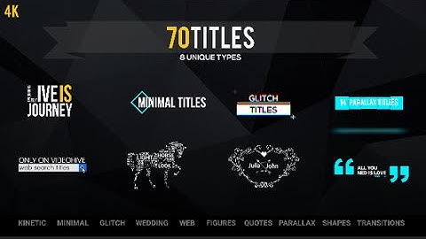 After Effects Template: 70 Titles Pack (8 unique types)