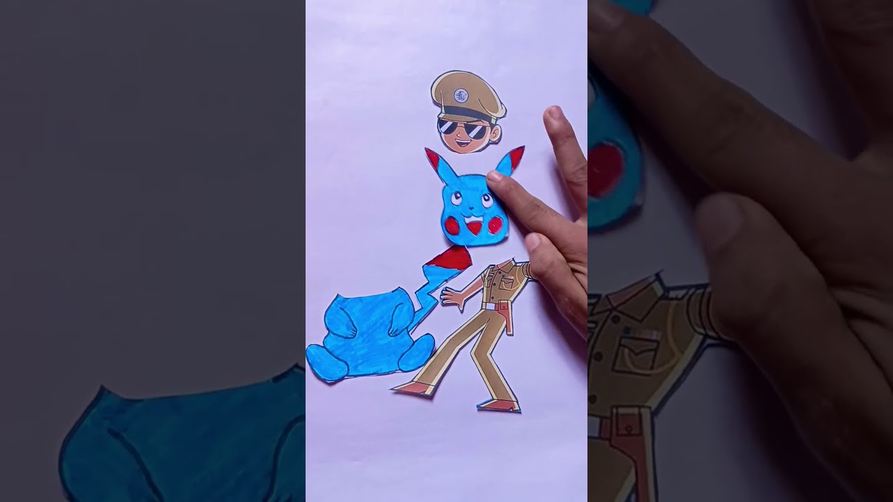 American fat man gian funny character and Brazilian blue pikachu 