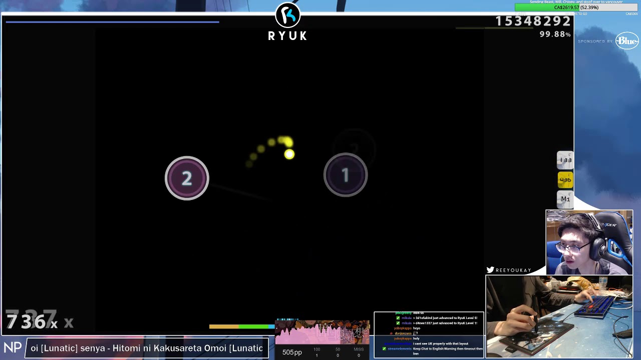 [Live] RyuK | senya - Hitomi ni Kakusareta Omoi [Lunatic]+HDDT 99.91% | Snipe Cookiezi {#1 569pp FC}