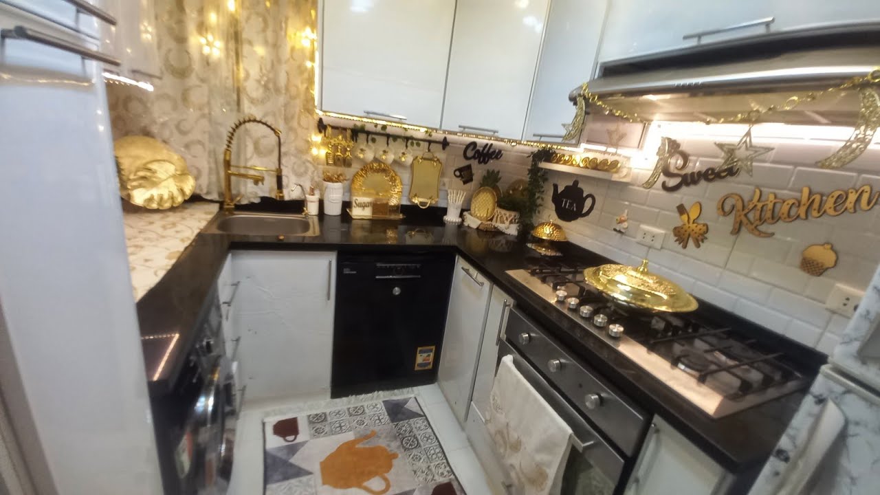 أخيرآ فرشت المطبخ للعيد🕌 بديكور جولد فخم وشيك 👌🌛أعاده عليكم بالخير واليمن والبركات 🌜