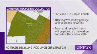 Garbage, recycling pickup rescheduled due to Christmas holiday
