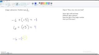 Integer subtraction problem type 2