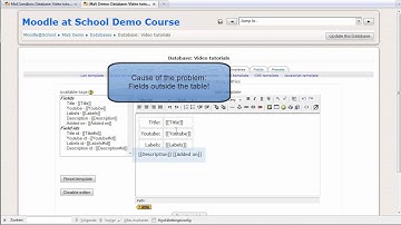 Moodle Databases - Fixing Problems in templates - Let