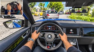 Realistic Skoda Kodiaq Drive on Narrow Roads | BeamNG.drive | Steering Wheel Gameplay