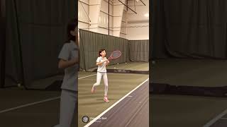 A girl serving in Tennis
