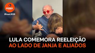 Lula comemora reeleição ao lado de Janja e aliados