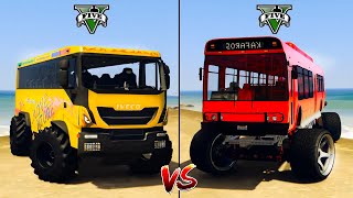 Monster Bus vs Iveco Bus - GTA 5 Which is best? Cars Comparison Tests