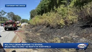 Multiple crews respond to brush fires along I-93 north in Northfield