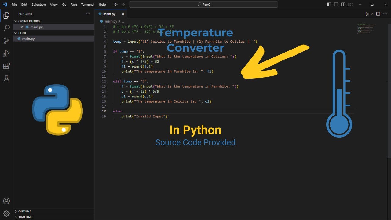 🌡️⚙️ Python Temp Converter: °C to °F & °F to °C! - YouTube