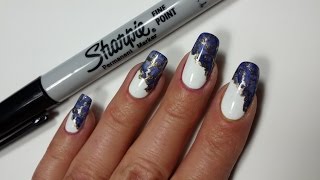 sharpie nail marble french manicure side nails