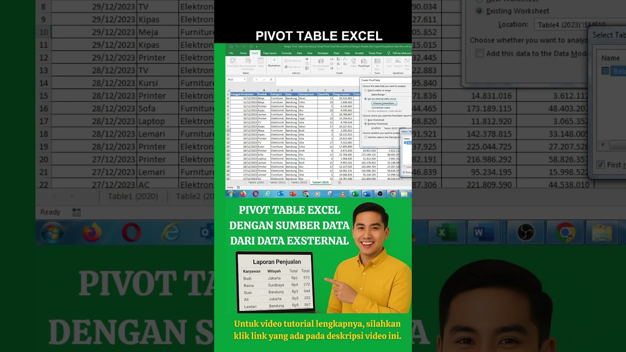 Belajar Pivot Table Excel Dengan SUMBER DATA DARI EKSTENAL |  100% Mudah, Cepat & Profesional