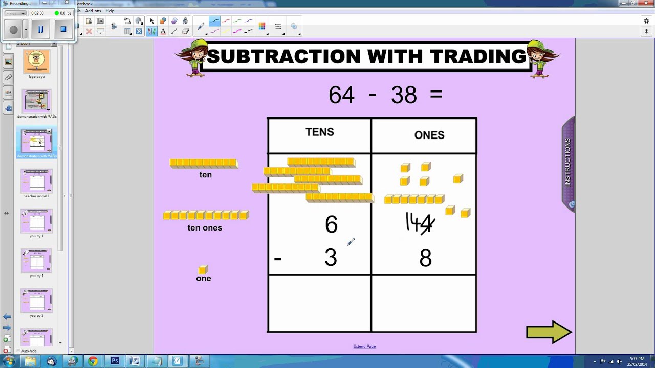 Subtraction With Trading - YouTube