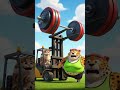 Leopard gets trolled by a cat with a giant barbell#funnyanimals #cartoon #gym