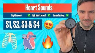 Heart sounds for beginners 🔥 🔥 🔥 S1, S2, S3 & S4 BACKGROUND MUSIC REMOVED #heartsounds