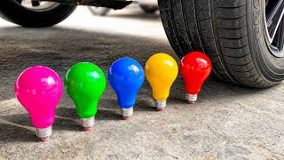 Car Crush Rainbow Light Bulb Experiment Test | Crushing Crunchy & Soft Things vs Car| 999 ASMR screenshot 2