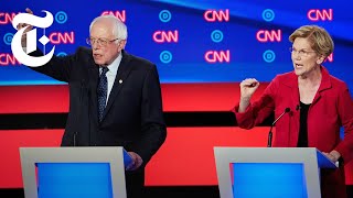 The leading progressives, senators bernie sanders and elizabeth
warren, fended off attacks from underdog moderate challengers. read
more: https://nyti.ms/2gd...