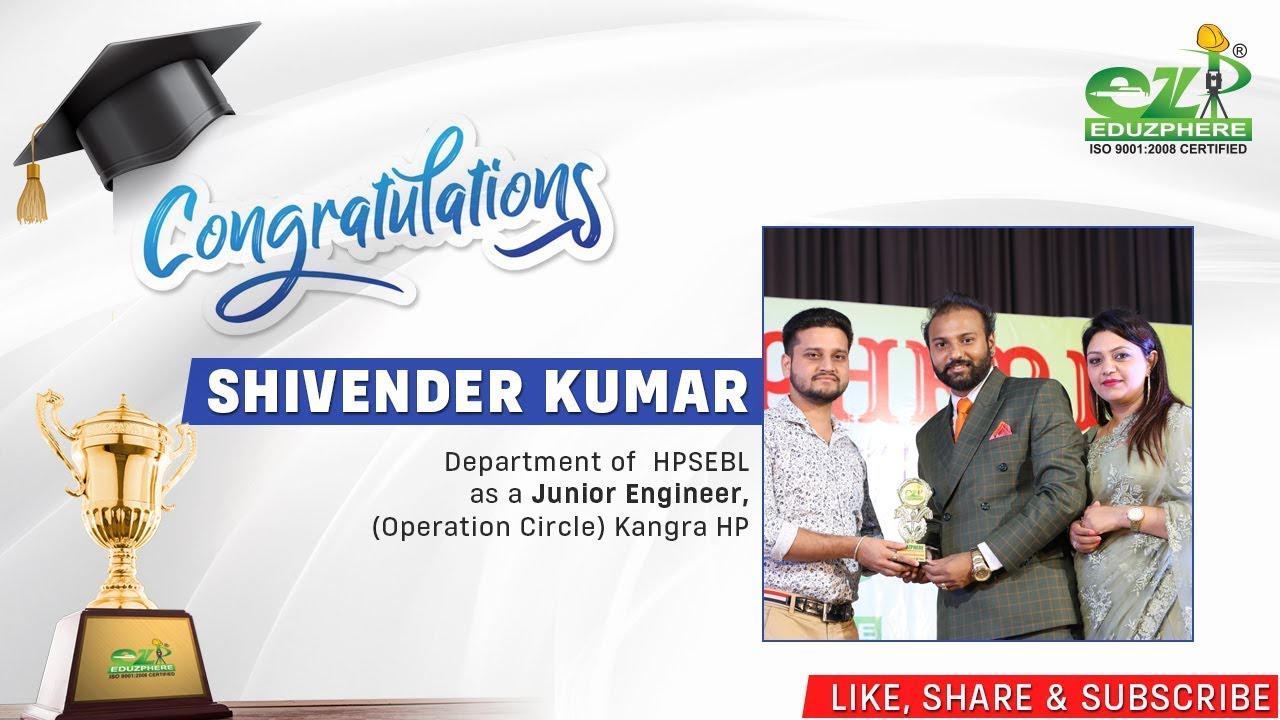 Shivender Kumar Sharma Department of HPSEBL as a Junior Engineer ( Operation Circle ) Kangra HP.
