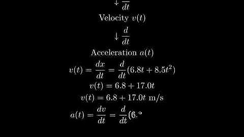 particle moves along the xaxis, given by x=6.8 t+8.5 t2Whats the acceleration as function of time?