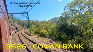 Steamfest Flyer climbs Cowan Bank - with Steam Loco 3526 