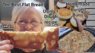 The Best Bread dough! Hamburger Buns, Flat Bread, using a Burger bun pan!