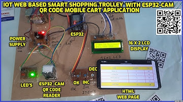 IoT Web based Smart Shopping🛒Trolley with ESP32-CAM QR Code Mobile📱Cart Application