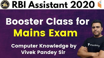 RBI Assistant Mains 2020 | Special Computer Class by Pandey Sir | Booster Class