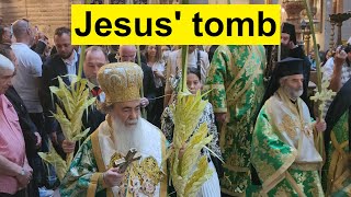 2024 Eastern Orthodox Palm Sunday procession at the  Church of the Resurrection in Jerusalem.