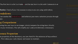 Avoiding IndexError in Your Python Dictionary Menu System