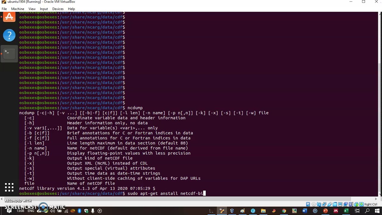 Using the ncdump command to understand netcdf structure - YouTube
