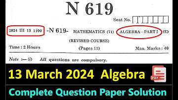 Algebra 2024 Complete Question Paper Solution Maharashtra Board | SSC 10th Class Maharashtra Board