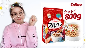 Ngũ cốc Calbee Nhật với nhiều trái cây sấy khô ngon tuyệt hảo - カルビーのフルーツフルグラレビューフルーツ盛沢山