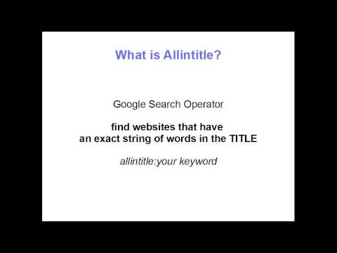 Come utilizzare Google Search Allintitle