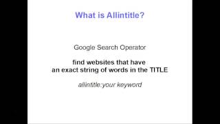 How to Use Google Allintitle Search