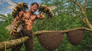 Terrifying Surrounded By Giant Bees In The Most Dangerous Honey Hunt  Honey Harvesting