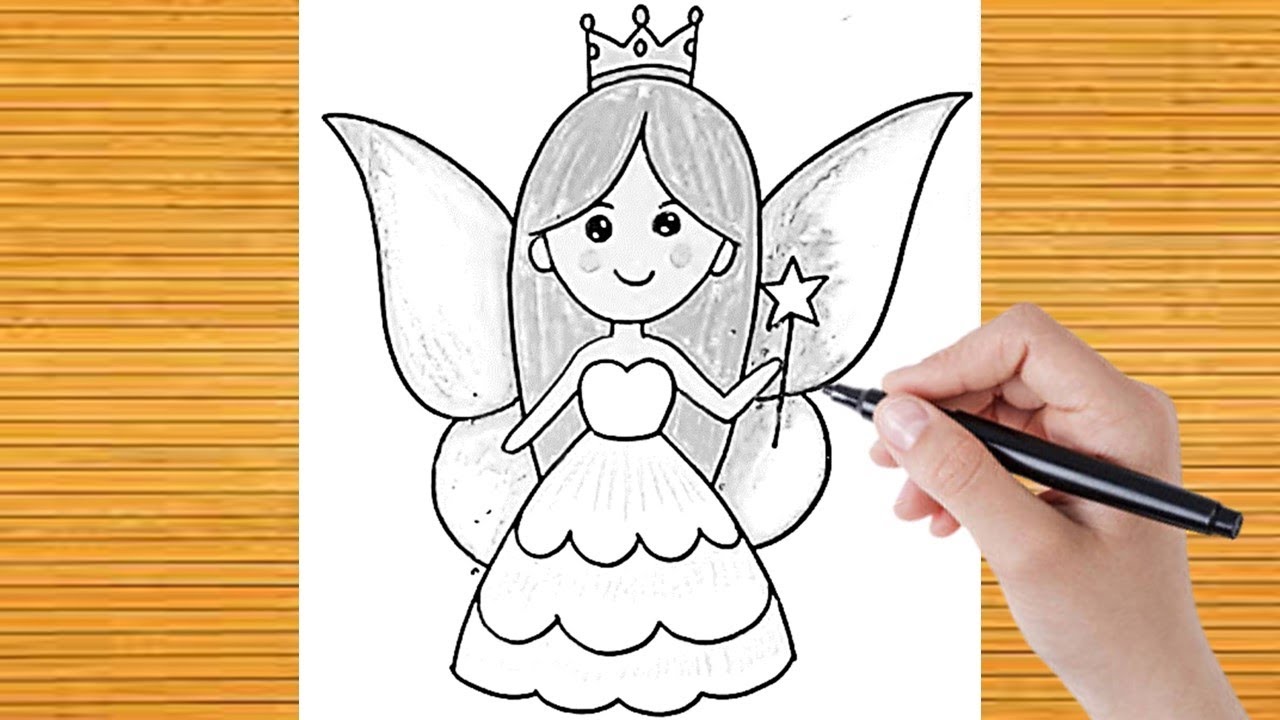 How to Draw a Beautiful Fairy easy  Pencil Sketch Fairy Dream scenery   peri çizimi  YouTube