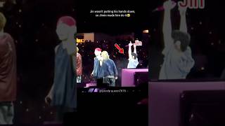 Jin wasn't putting his hands down, so Jimin made him do it😂 #bts #jin #jimin