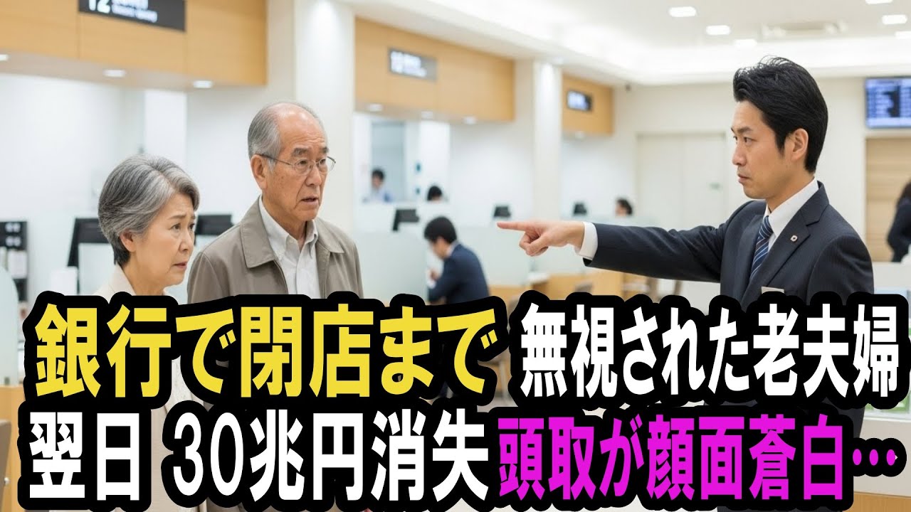 銀行で年金口座を断られ閉店まで放置された老夫婦。翌日、全額をライバル銀行へ移した瞬間、頭取が顔面蒼白に…