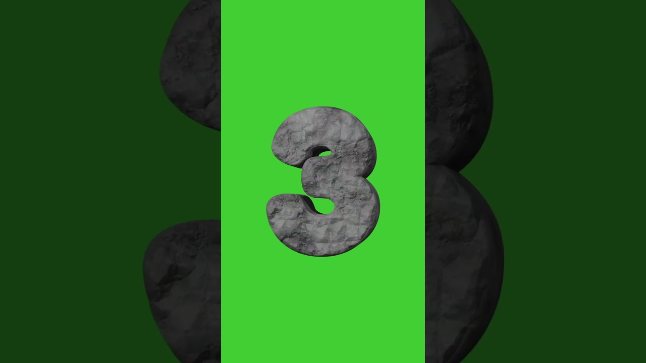 9 To 0 3D Stone Numbers Countdown With Voice Over GREEN SCREEN