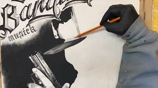 Chicano Arte Lowrider Art Charcoal Drawing