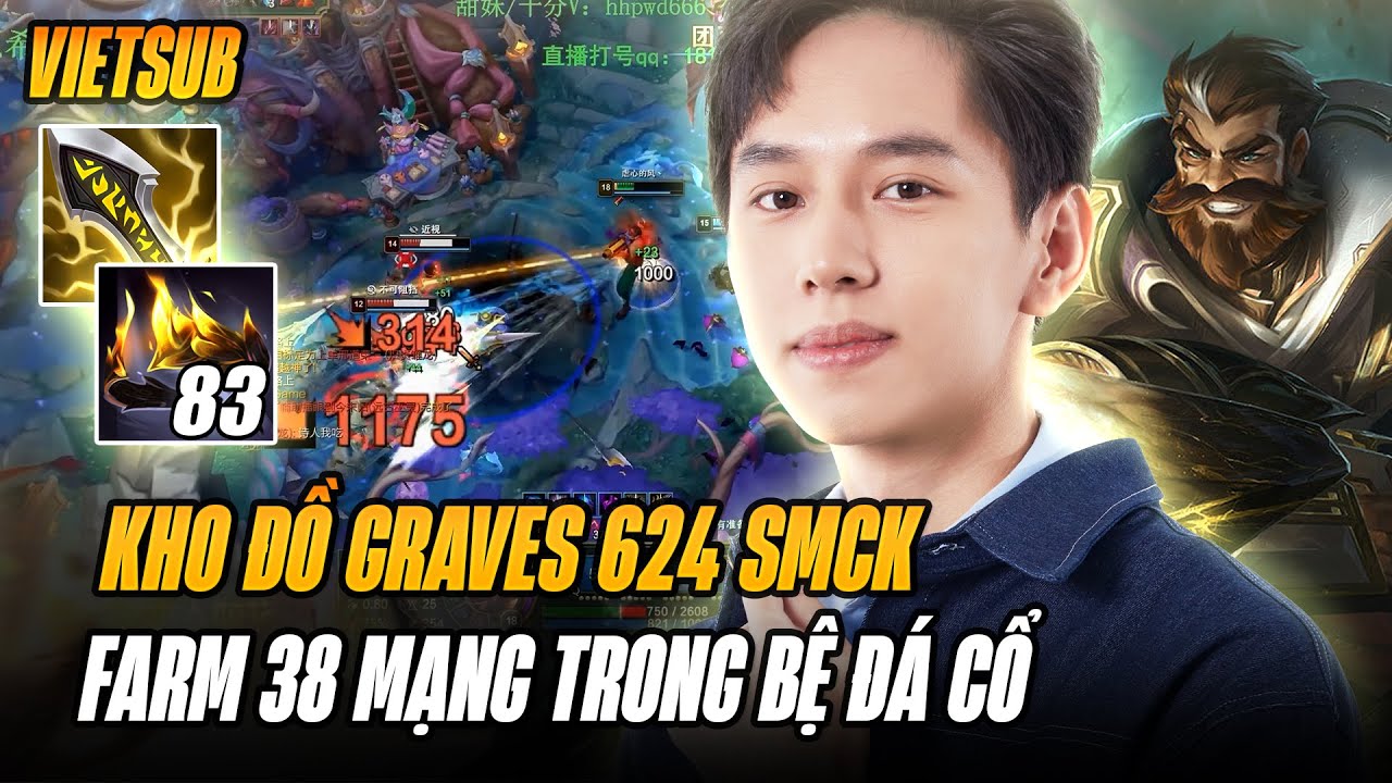 (Vietsub)Mõm Vương Zhangjiawen Farm Mạng Trong Bệ Đá Cổ Với Graves 600AD Sát Thương Siêu Lỗi