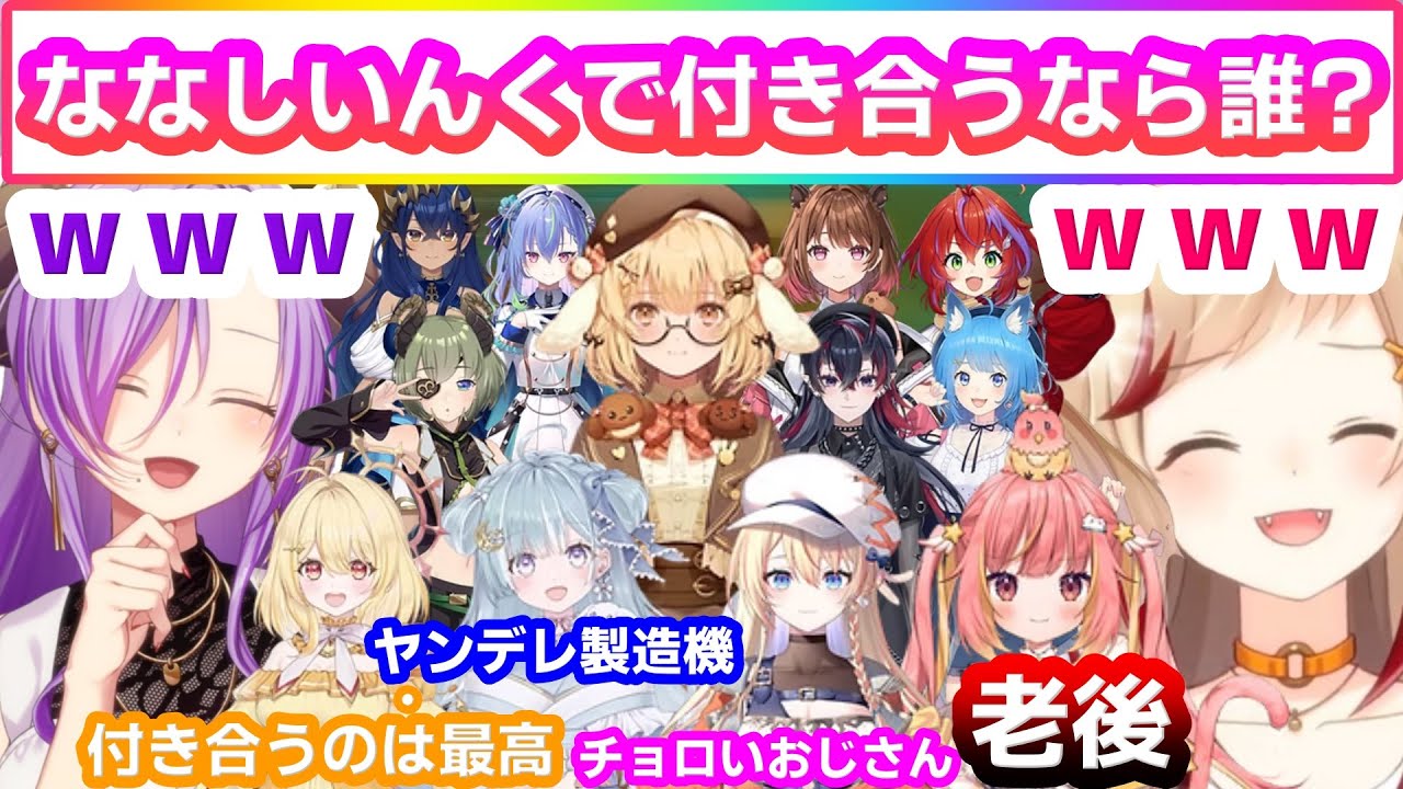 「ななしいんくで付き合うなら誰か?」で大盛り上がりする西園寺メアリと瀬島るい【ななしいんく/字幕】